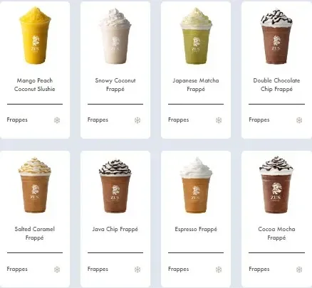 Zus Coffee Frappe Menu