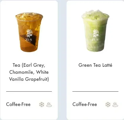 Zus Coffee Tea Menu